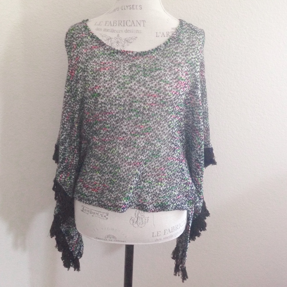 NWOT "Fringe Benefits" knit poncho